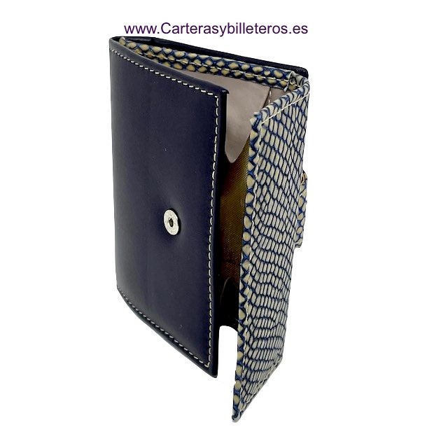 SMALL WOMEN'S WALLET IN UBRIQUE LEATHER WITH HIGH QUALITY SNAKE FINISH + COLORS 