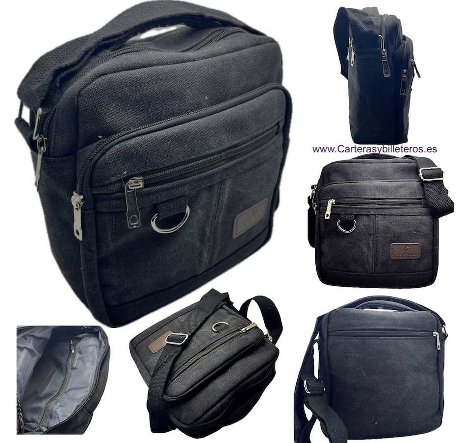 STRONG CANVAS MEN'S BAG LARGE SIZE WITH 5 POCKETS IN THREE COLOURS 