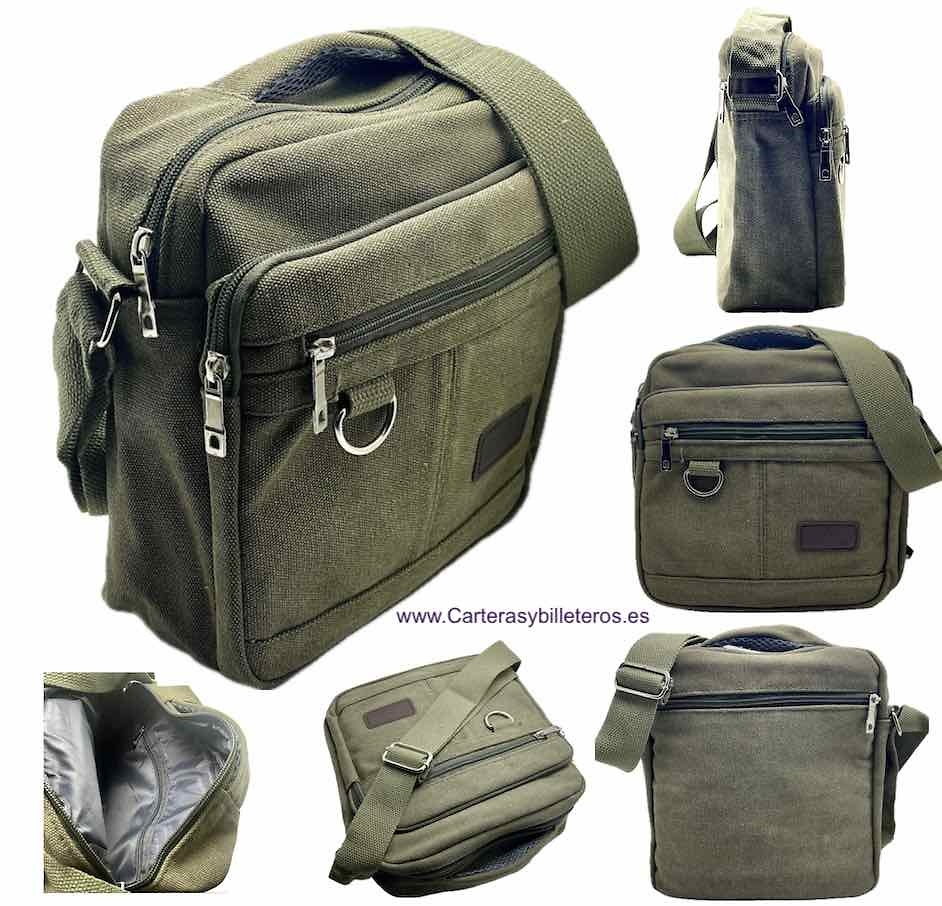 STRONG CANVAS MEN'S BAG LARGE SIZE WITH 5 POCKETS IN THREE COLOURS 