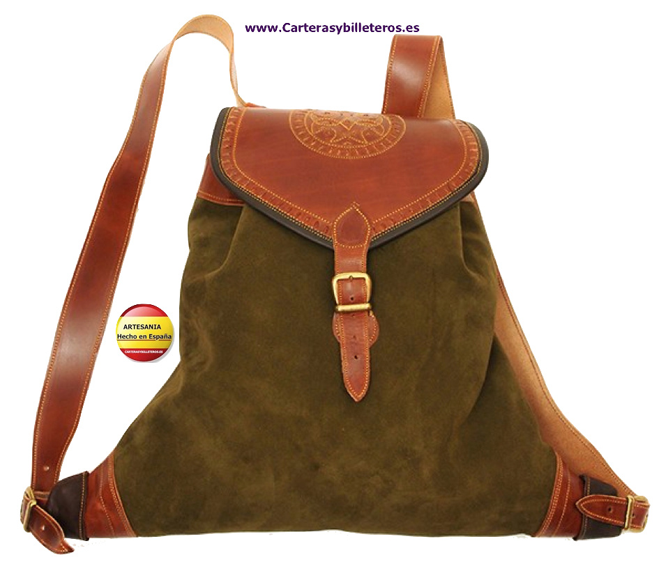 Satchel BACKPACK MADE SUEDE LEATHER handmade 