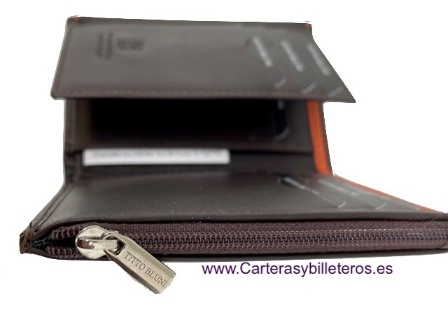 TITTO BLUNI LEATHER CARD WALLET WITH VERY THIN OUTER PURSE 