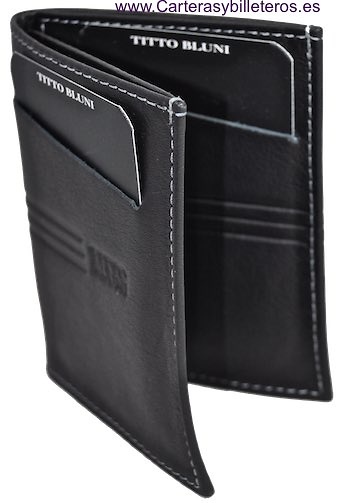 TITTO BLUNI LEATHER WALLET CARD HOLDER MARK VERY SLIM 