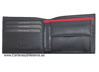 TITTO BLUNI MAN'S WALLET IN LEATHER WITH PURSE AND CARD HOLDER 