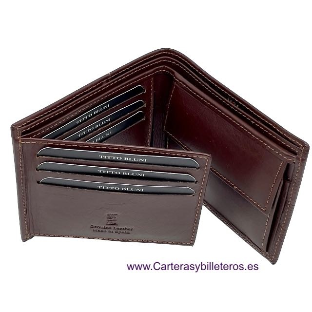 TITTO BLUNI MAN'S WALLET IN LEATHER WITH PURSE AND CARD HOLDER 