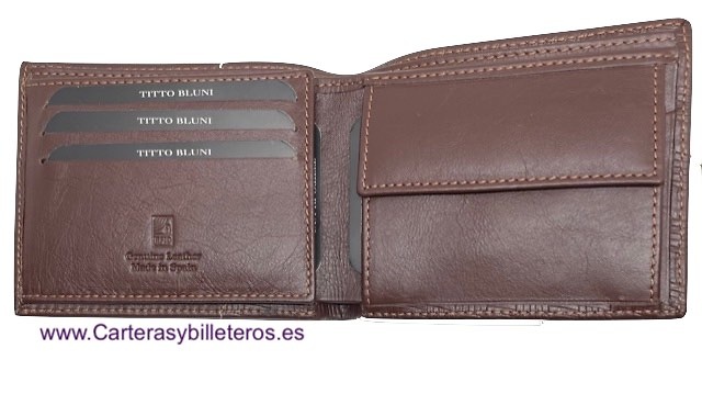 TITTO BLUNI MAN'S WALLET IN LEATHER WITH PURSE AND CARD HOLDER 