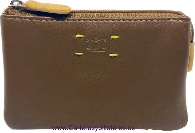 TRIPLE LEATHER PURSE WITH FIVE COMPARTMENTS 