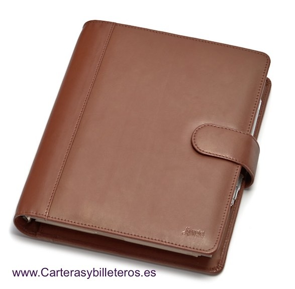 UBRIQUE LARGE LEATHER DIARY WITH RINGS AND NOTEPAD 