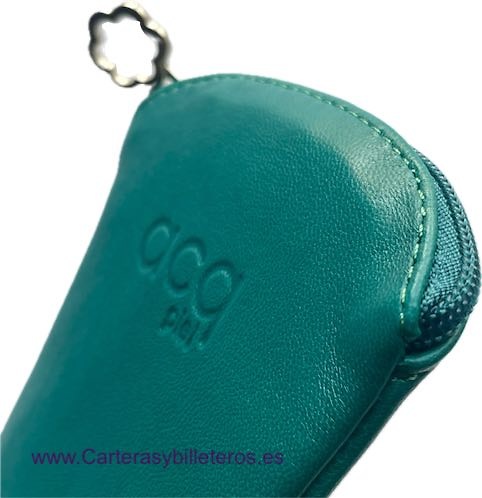 FUNDA ABANICO DE PIEL UBRIQUE CON CIERRE DE CREMALLERA + Colores VERDE 