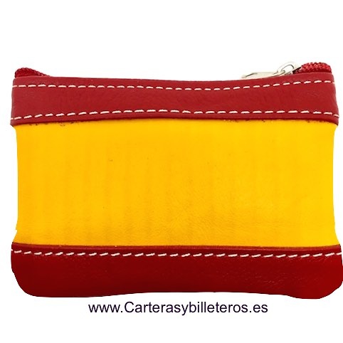 UBRIQUE LEATHER PURSE WITH A POCKET SPAIN FLAG 