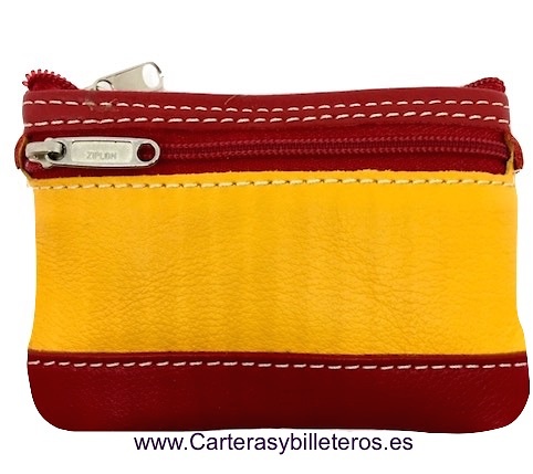 UBRIQUE LEATHER PURSE WITH A POCKET SPAIN FLAG 