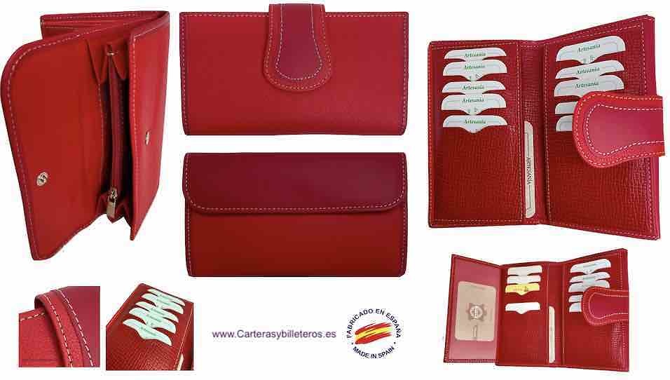 UBRIQUE LEATHER WOMEN'S MEDIAN RED WALLET WITH ZIPPER PURSE 