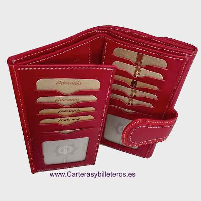 UBRIQUE LEATHER WOMEN'S RED BIG WALLET WITH ZIPPER PURSE 