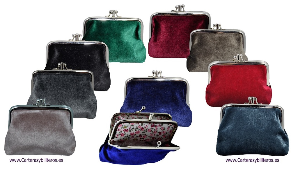 VELVET PURSE WITH METAL DOUBLE NOZZLE 