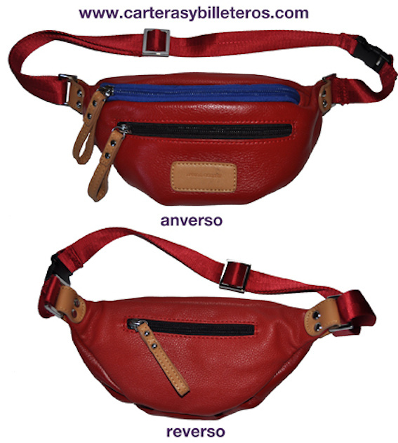 WAIST BAG MADE OF SKIN AND ADJUSTABLE WITH THREE POCKETS 