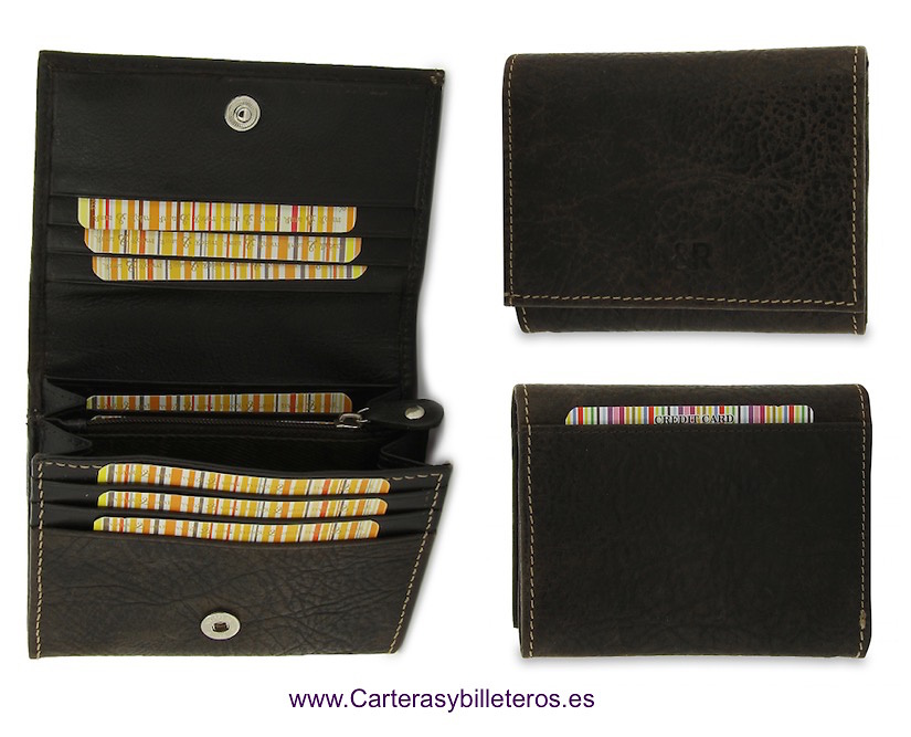 WALLET CARDFOLDER LEATHER WITH PURSE LEATHER FINISHING MAMMOTH 