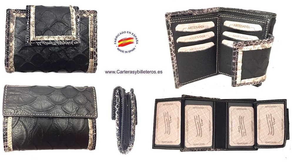 WALLET FOR WOMAN MADE IN LEATHER OF BEEF AND SNAKE SMALL 