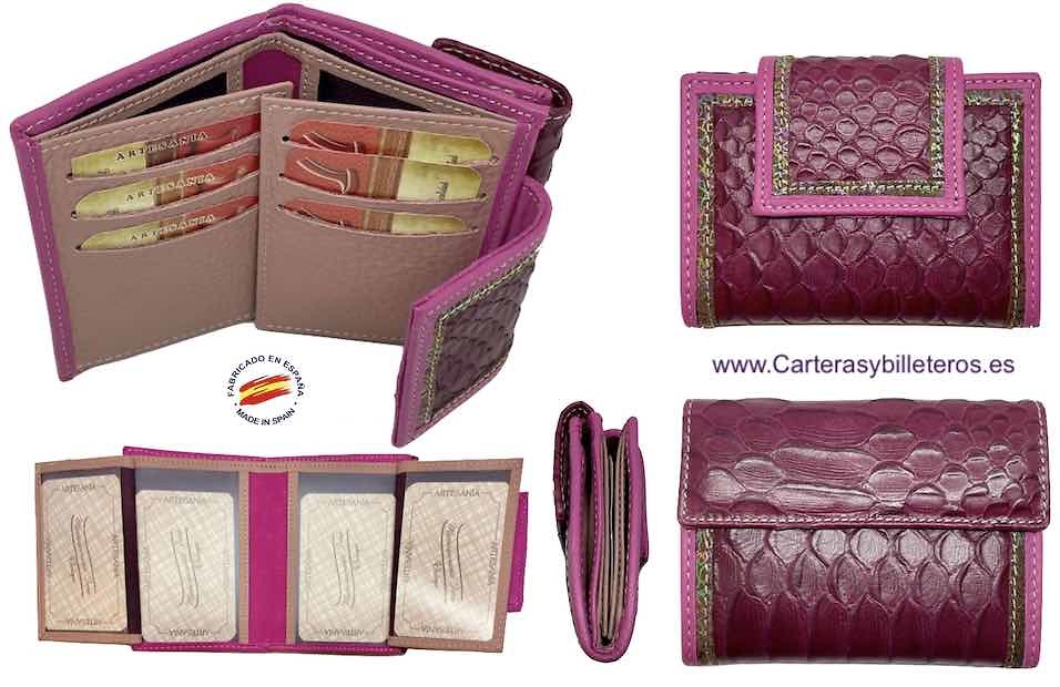 WALLET FOR WOMAN MADE IN LEATHER OF BEEF AND SNAKE SMALL 