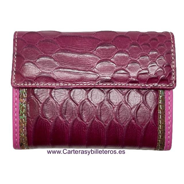 WALLET FOR WOMAN MADE IN LEATHER OF BEEF AND SNAKE SMALL 