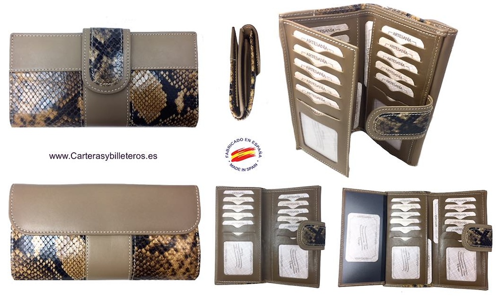 WALLET FOR WOMAN MADE IN LEATHER OF BEEF AND SNAKE 