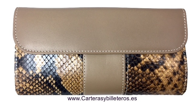 WALLET FOR WOMAN MADE IN LEATHER OF BEEF AND SNAKE 