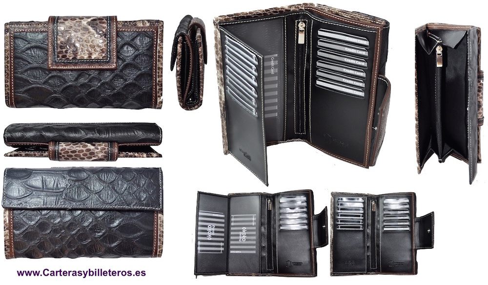 WALLET FOR WOMAN MADE IN LEATHER OF BEEF AND SNAKE 