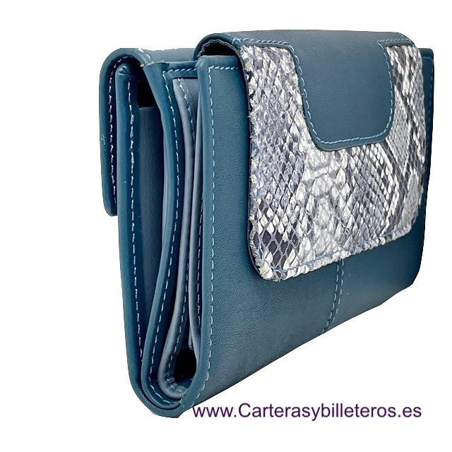 WALLET FOR WOMAN MADE IN LEATHER OF BEEF AND SNAKE 