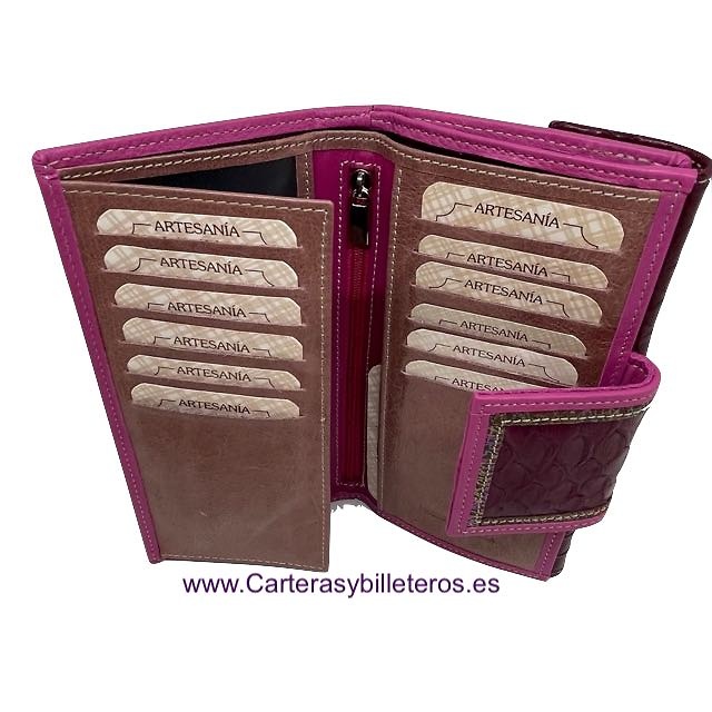 WALLET FOR WOMAN MADE IN LEATHER OF BEEF AND SNAKE 