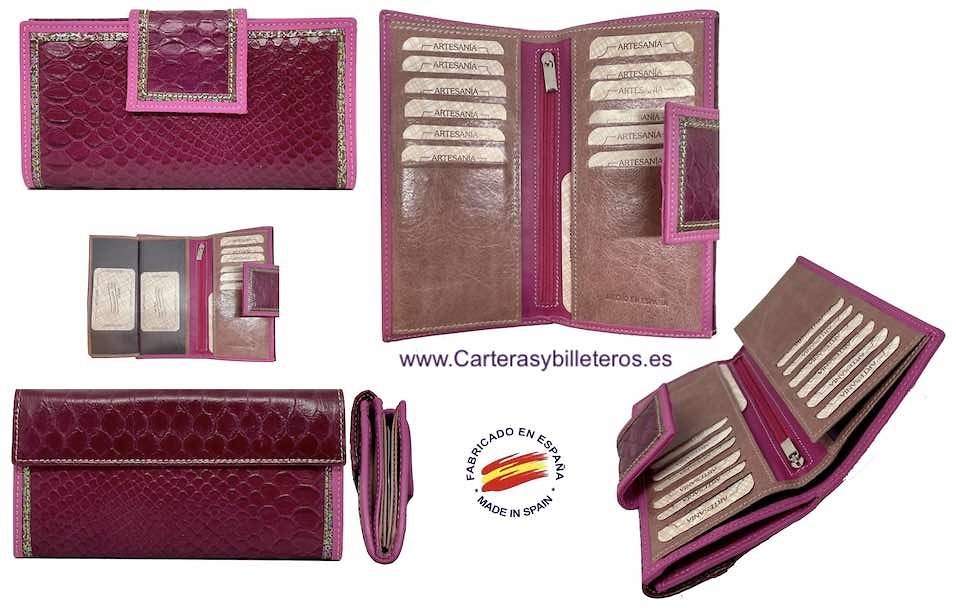 WALLET FOR WOMAN MADE IN LEATHER OF BEEF AND SNAKE 