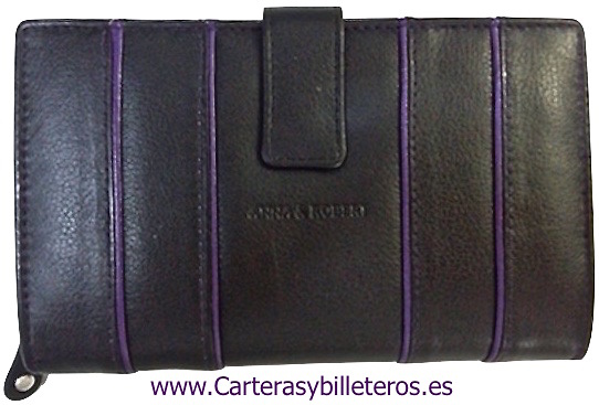 WALLET IN LEATHER OF QUALITY FOR WOMEN WITH PURSE 