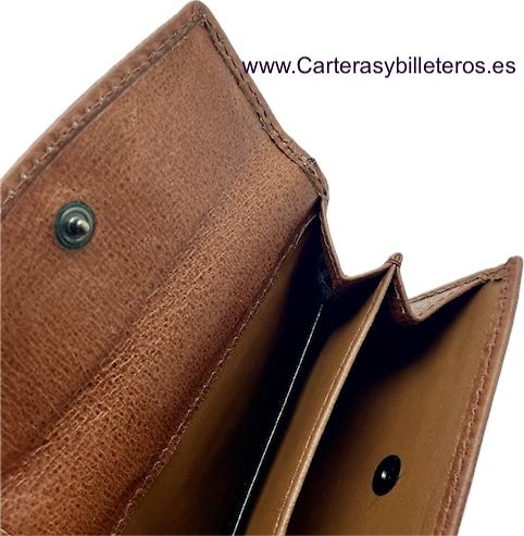 WALLET LEATHER CARD HOLDER WITH ZIP AND EXTERNAL COIN PURSE 