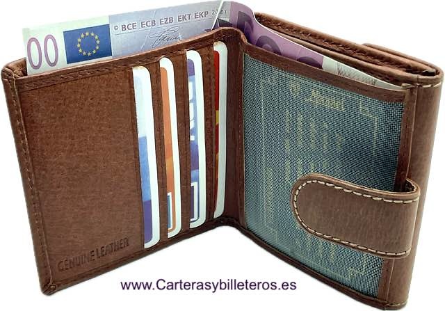 WALLET LEATHER CARD HOLDER WITH ZIP AND EXTERNAL COIN PURSE 