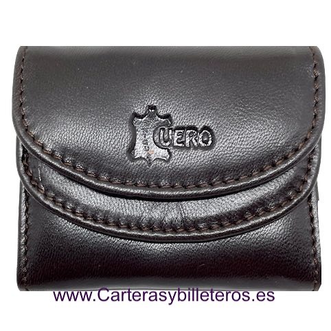 MONEDERO DE PIEL CON BILLETERO MINI NEGRO 