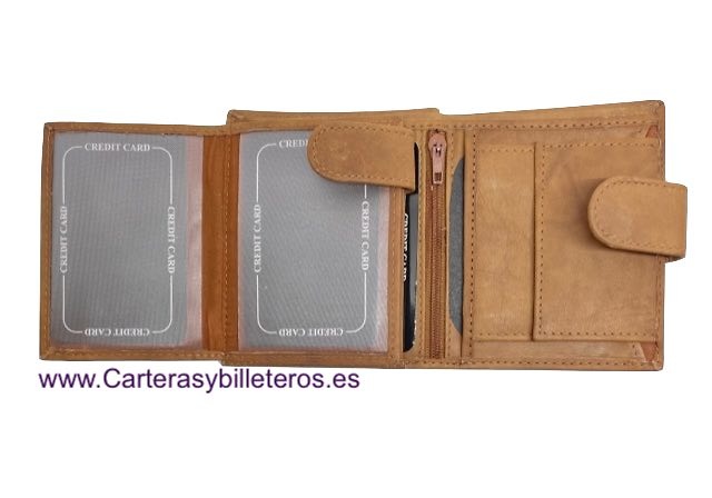 WALLET OF MAN MADE LEATHER STRAP CLOSURE 