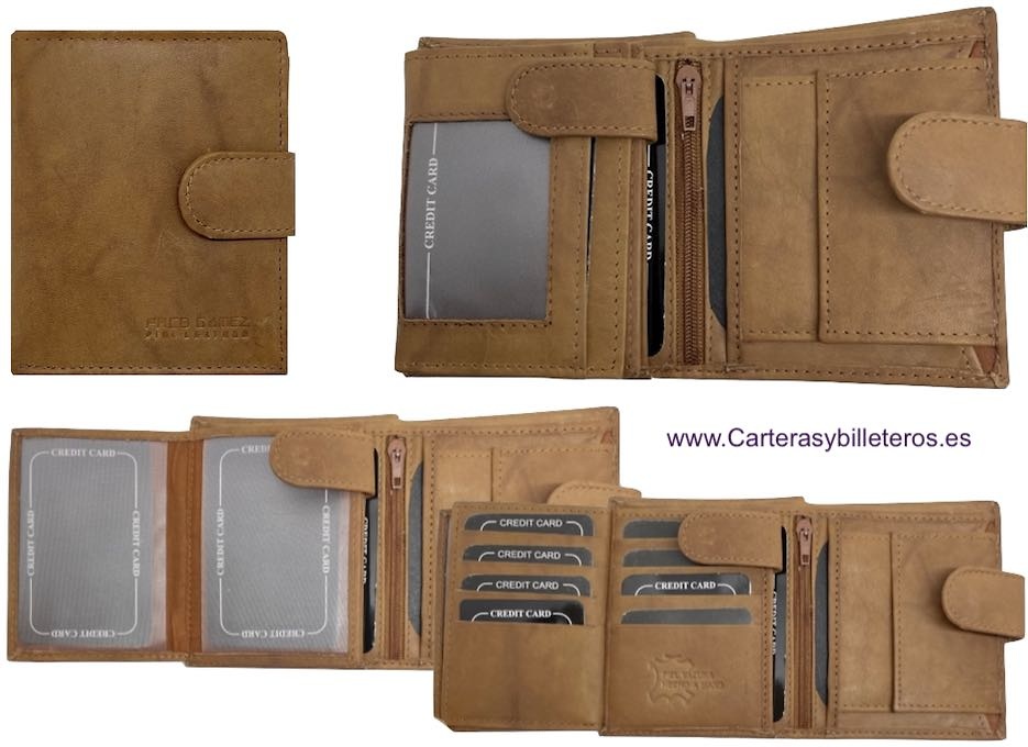 WALLET OF MAN MADE LEATHER STRAP CLOSURE 