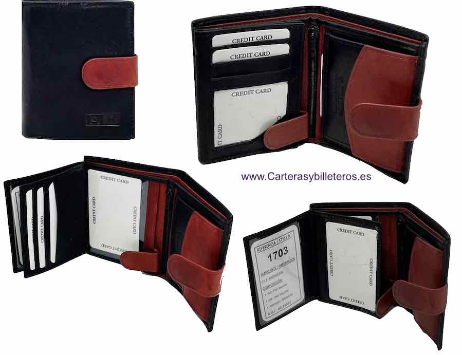 WALLET OF MAN MADE LEATHER STRAP CLOSURE 