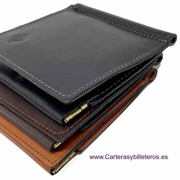 WALLET OF SKIN WITH WALLET PER NOZZLE PRESSURE AND CLIP FOR NOTES -Recommended- 