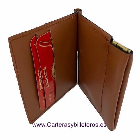 WALLET OF SKIN WITH WALLET PER NOZZLE PRESSURE AND CLIP FOR NOTES -Recommended- 