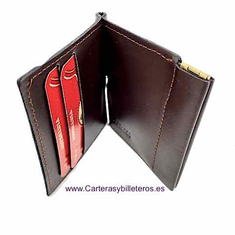 WALLET OF SKIN WITH WALLET PER NOZZLE PRESSURE AND CLIP FOR NOTES -Recommended- 