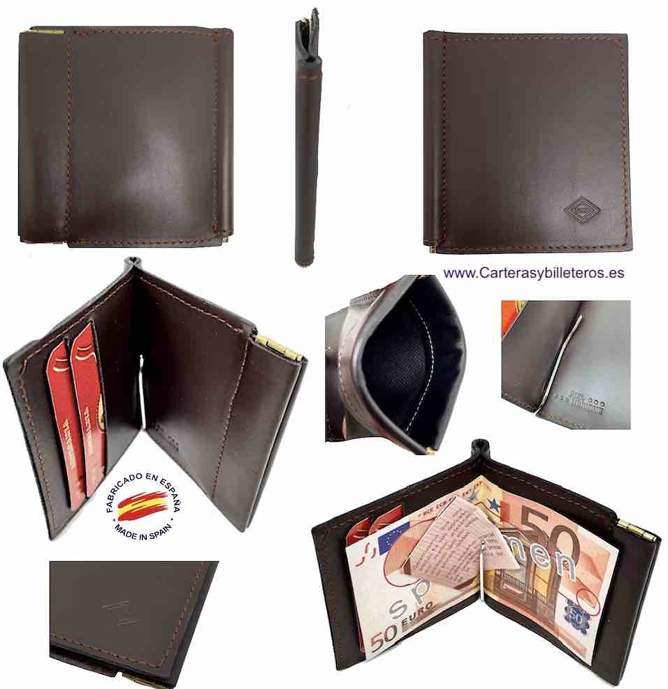 WALLET OF SKIN WITH WALLET PER NOZZLE PRESSURE AND CLIP FOR NOTES -Recommended- 