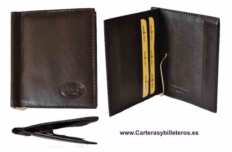 WALLET OF SKIN WITH WALLET PER NOZZLE PRESSURE AND CLIP FOR NOTES 