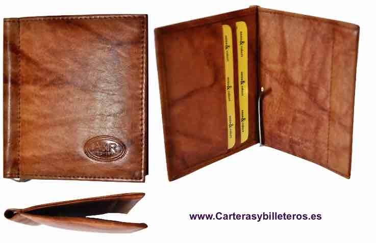 WALLET OF SKIN WITH WALLET PER NOZZLE PRESSURE AND CLIP FOR NOTES 