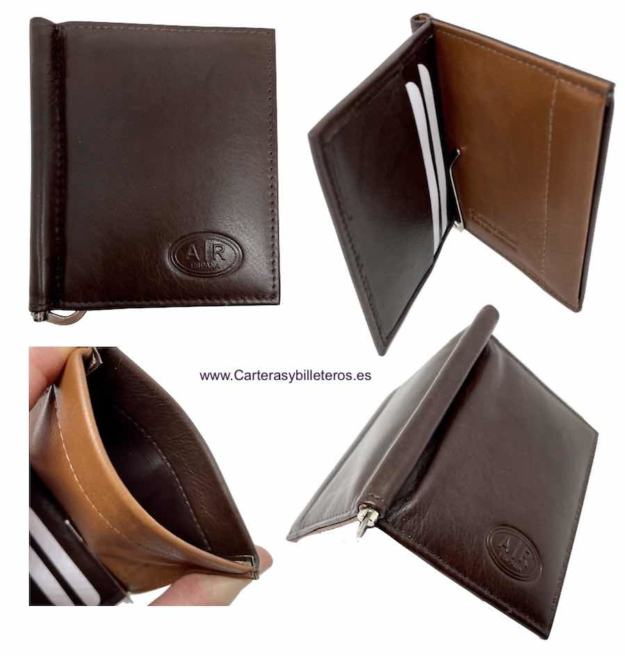 WALLET OF SKIN WITH WALLET PER NOZZLE PRESSURE AND CLIP FOR NOTES 