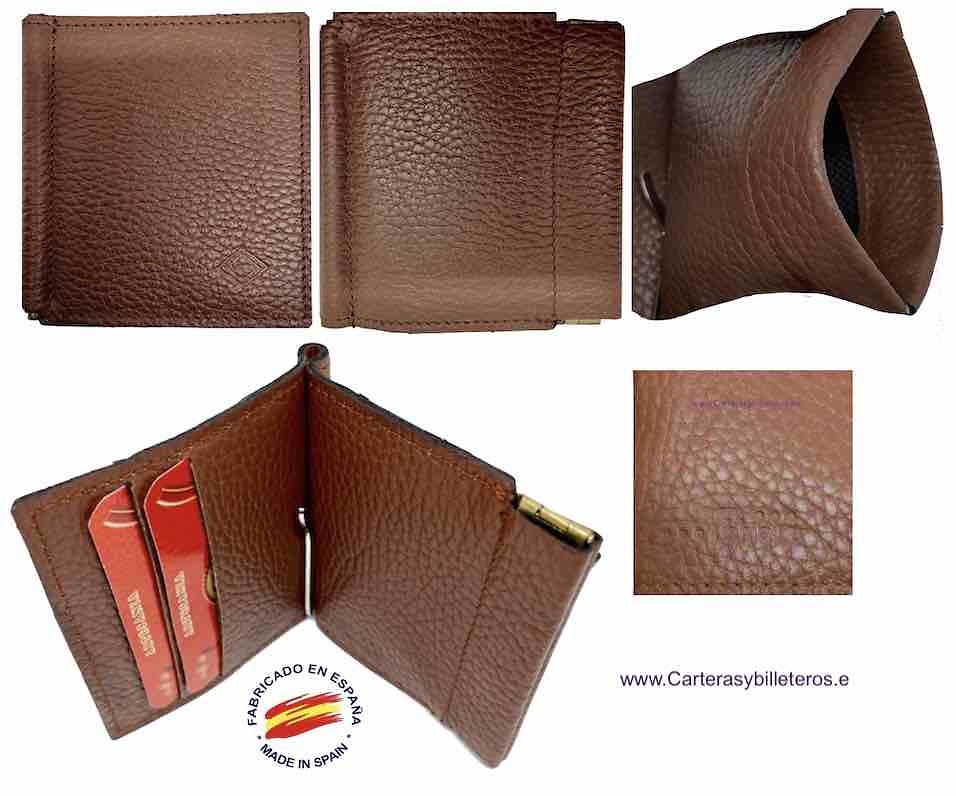 MEN'S WALLET CLIP PURSE STRIPE LEATHER EXTRA FORTE 