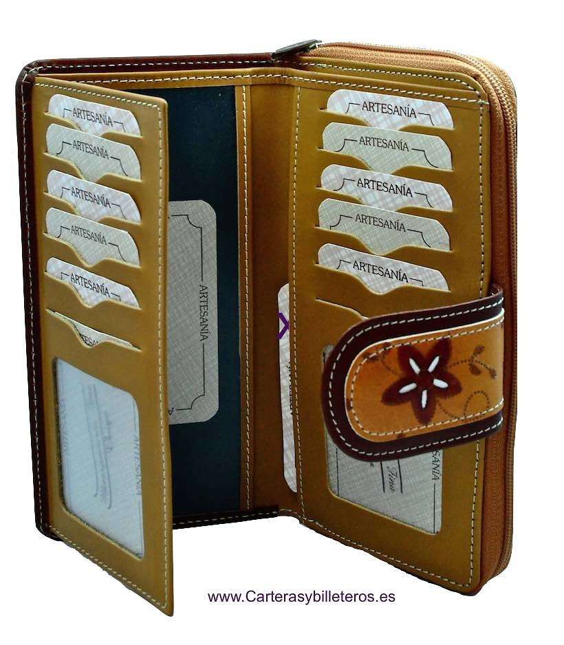 WALLET OF WOMAN LEATHER MADE IN SPAIN HANDCRAFT LONG 