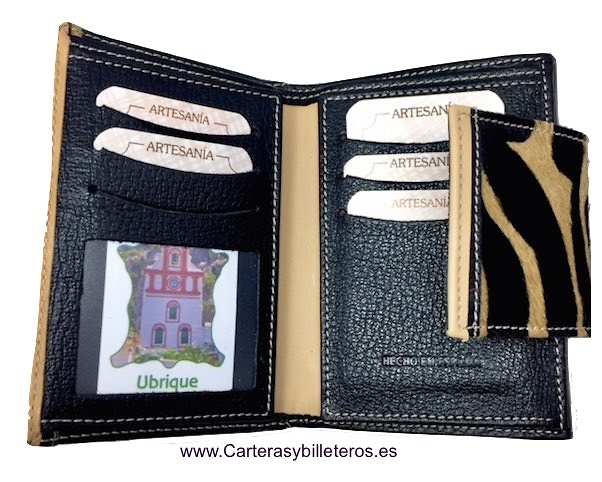 WALLET OF WOMAN SKIN AND HAIR ZEBRA MADE IN SPAIN HANDCRAFT 