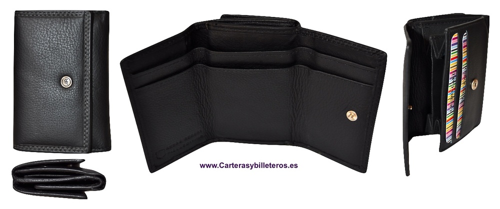 MONEDERO BILLETERA HECHOA EN PIEL LUXURY - 2 COLORES- NEGRO 