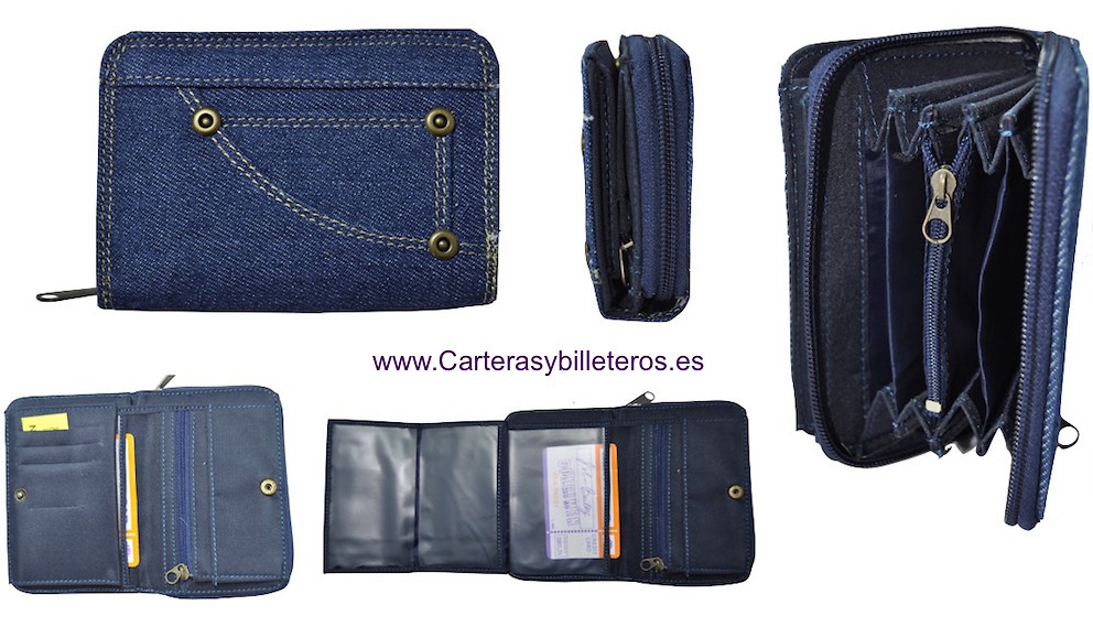 WALLET PURSE MEDIUM FABRIC JEANS 