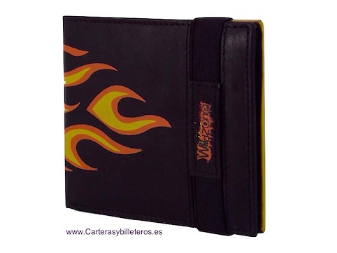 WALLET WITH FLAMES FOR MAN MADE OF SKIN 