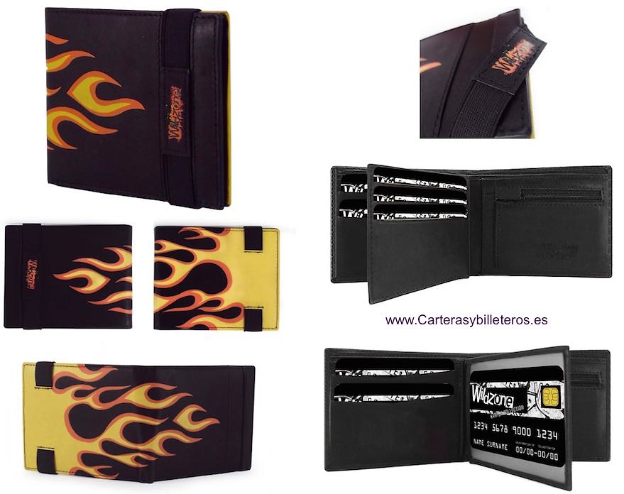 WALLET WITH FLAMES FOR MAN MADE OF SKIN 