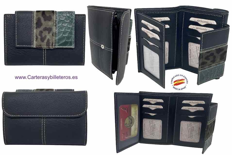 WALLET WOMEN'S LEATHER WITH LEOPARD MADE IN SPAIN 